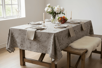 Chainstore Stone Floral Linen Table Cloth 1.3m x 2.3m