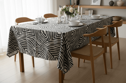 Chainstore Table Cloth Grey Swirl Linen Material Long 3.2m x 1.3m