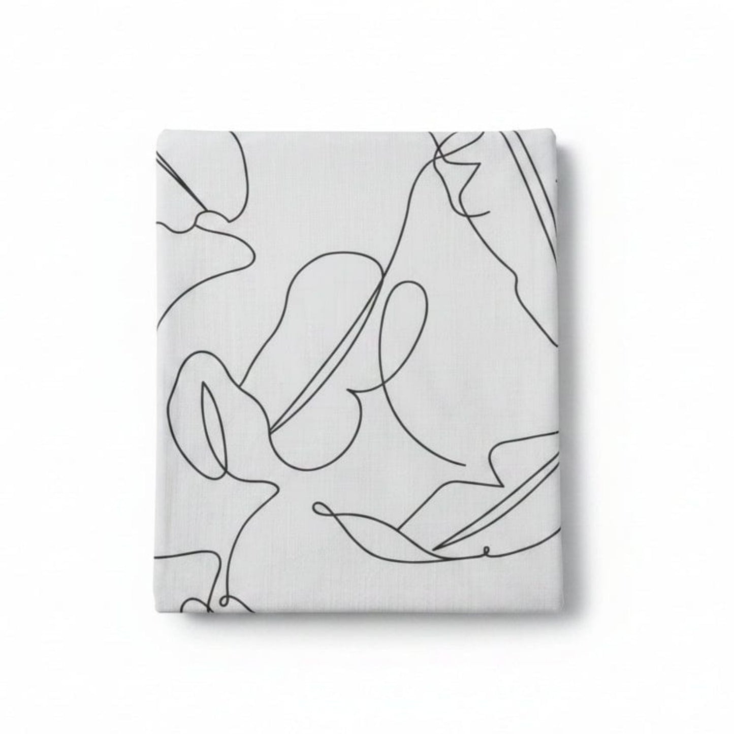 Chainstore White With Black Leaves Linen Table Cloth 1.3m x 2.3m