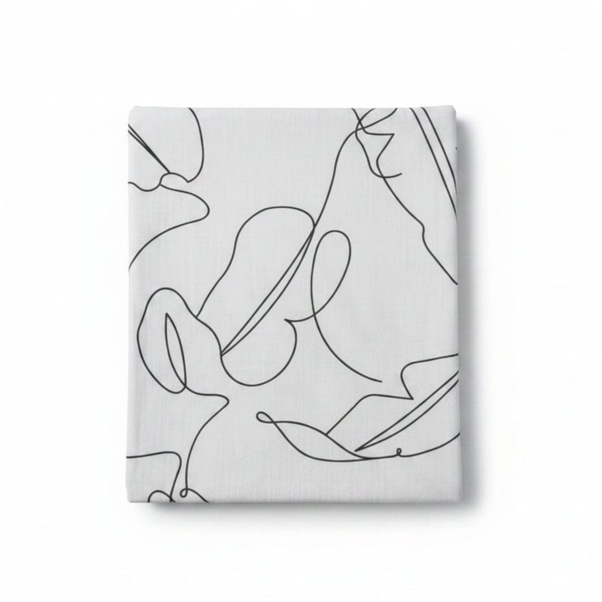 Chainstore White With Black Leaves Linen Table Cloth 1.3m x 2.3m