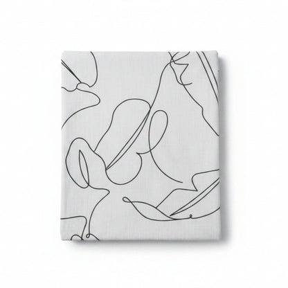 Chainstore White With Black Leaves Linen Table Cloth 1.3m x 2.3m