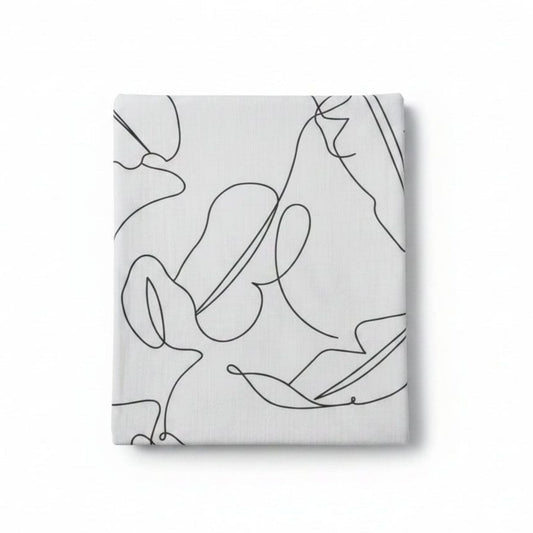 Chainstore White With Black Leaves Linen Table Cloth 1.3m x 2.3m