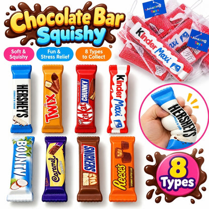 Chocolate Bar Squishy – Soft Squeeze Stress Relief Toy in Mesh Bag