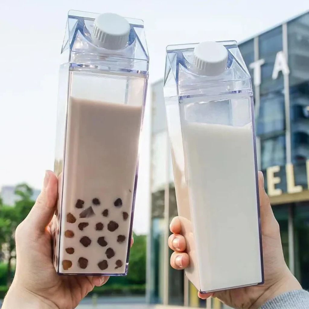 Clear Acrylic Milk Carton Style Drink Container Available in 500ml and 1L Sizes