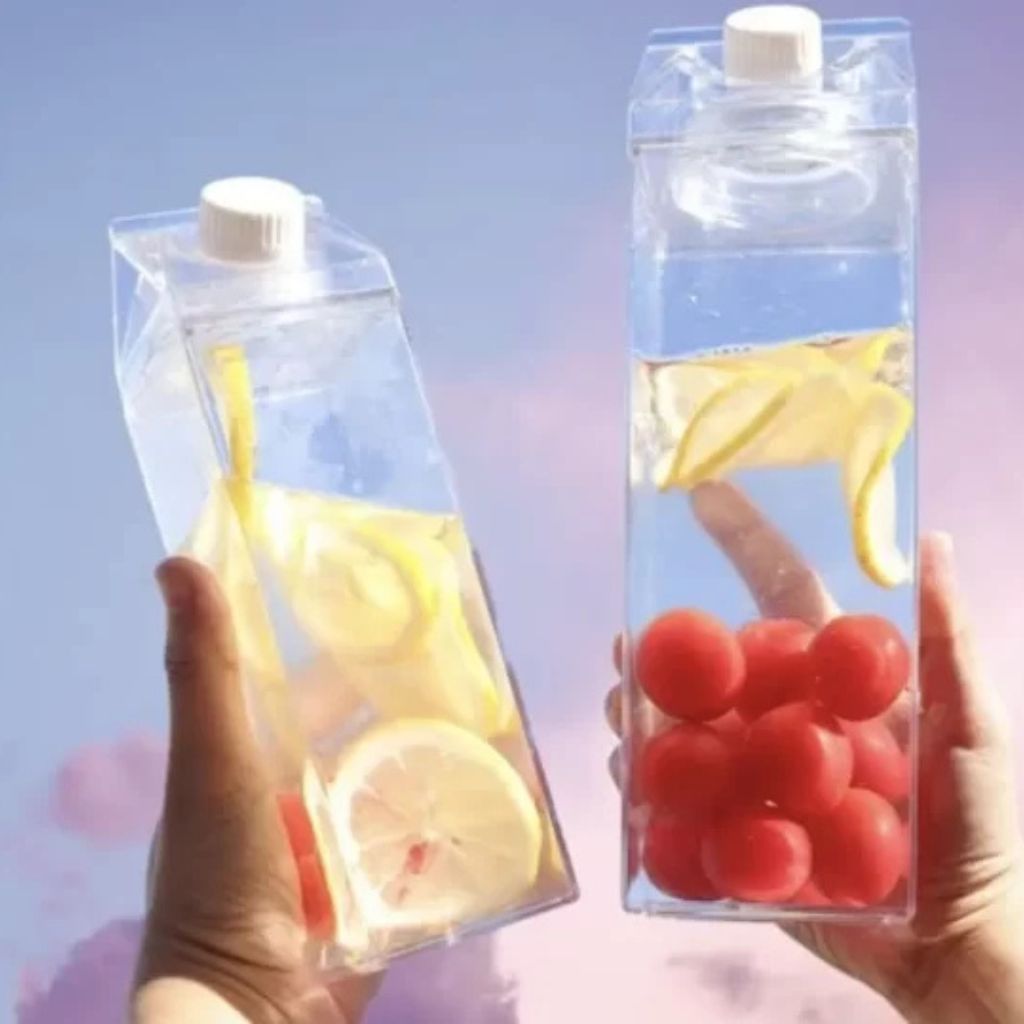 Clear Acrylic Milk Carton Style Drink Container Available in 500ml and 1L Sizes