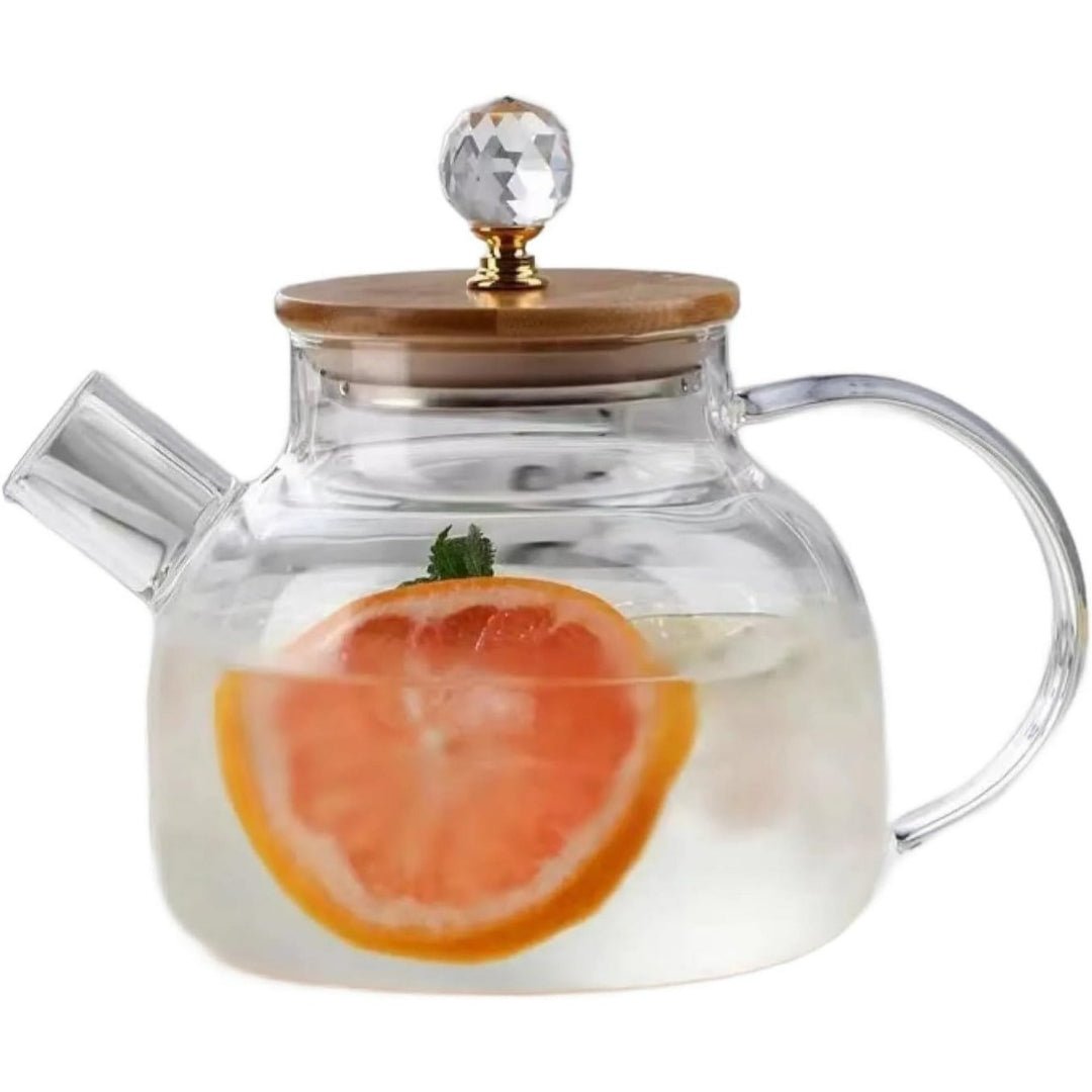 Clear Glass Teapot With Crystal Knob
