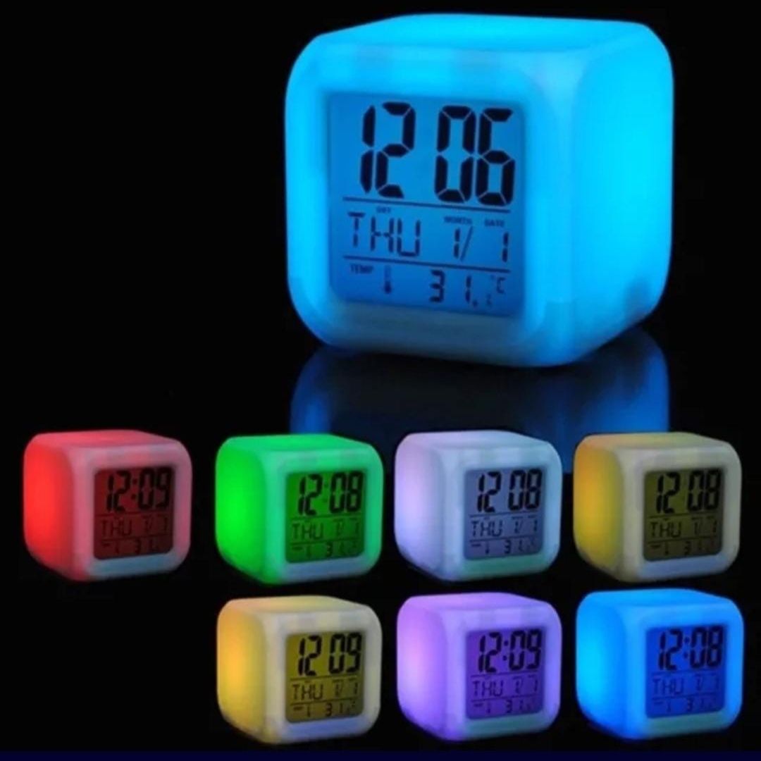Colour Changing LED Digital Clock – Modern Bedside Alarm Clock with Night Light