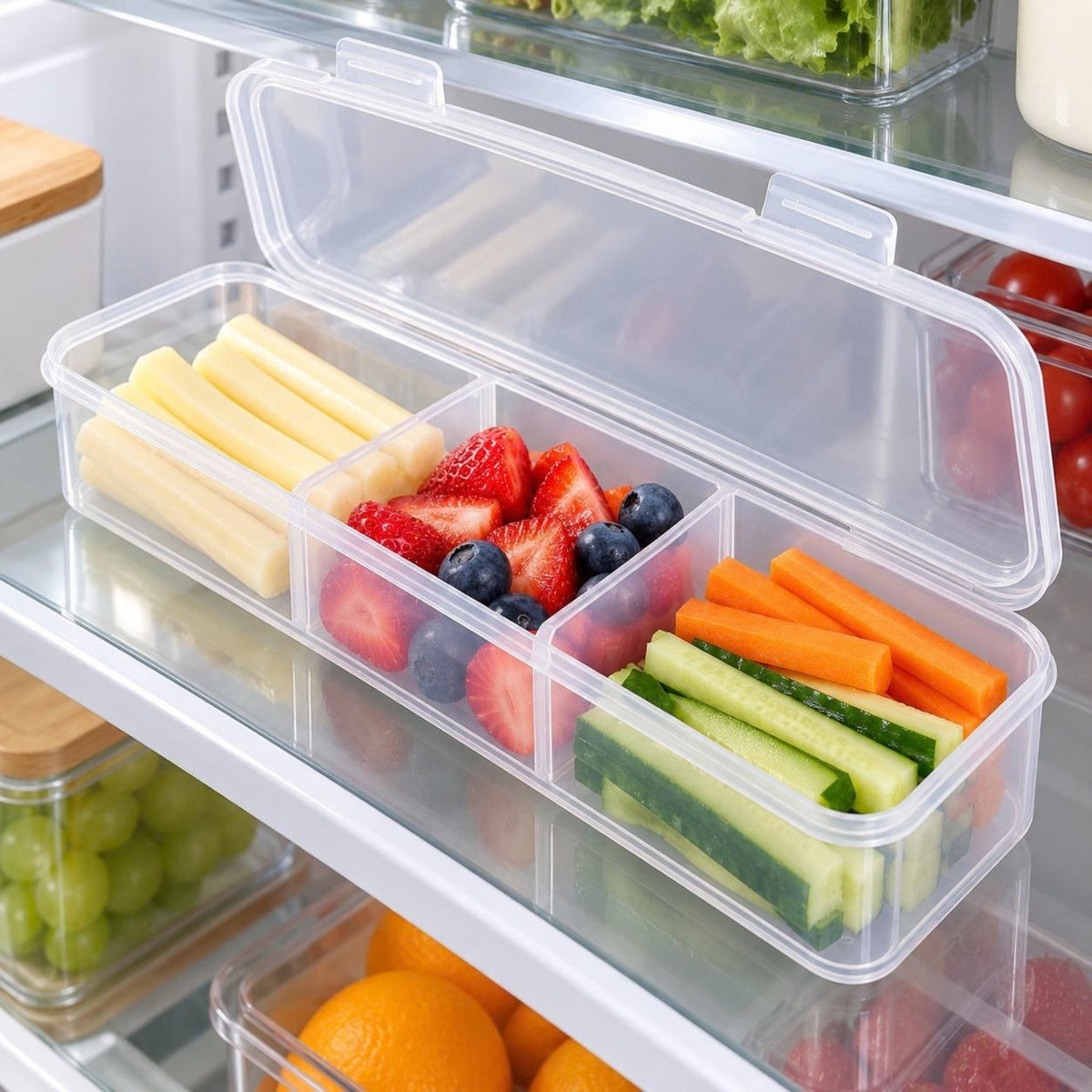 Compartment Plastic Container – Flip Lid Food & Snack Storage Organizer