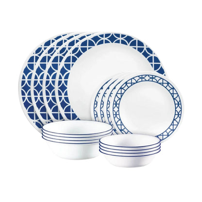 Corelle 16pc Cobalt Circles Dinner Set