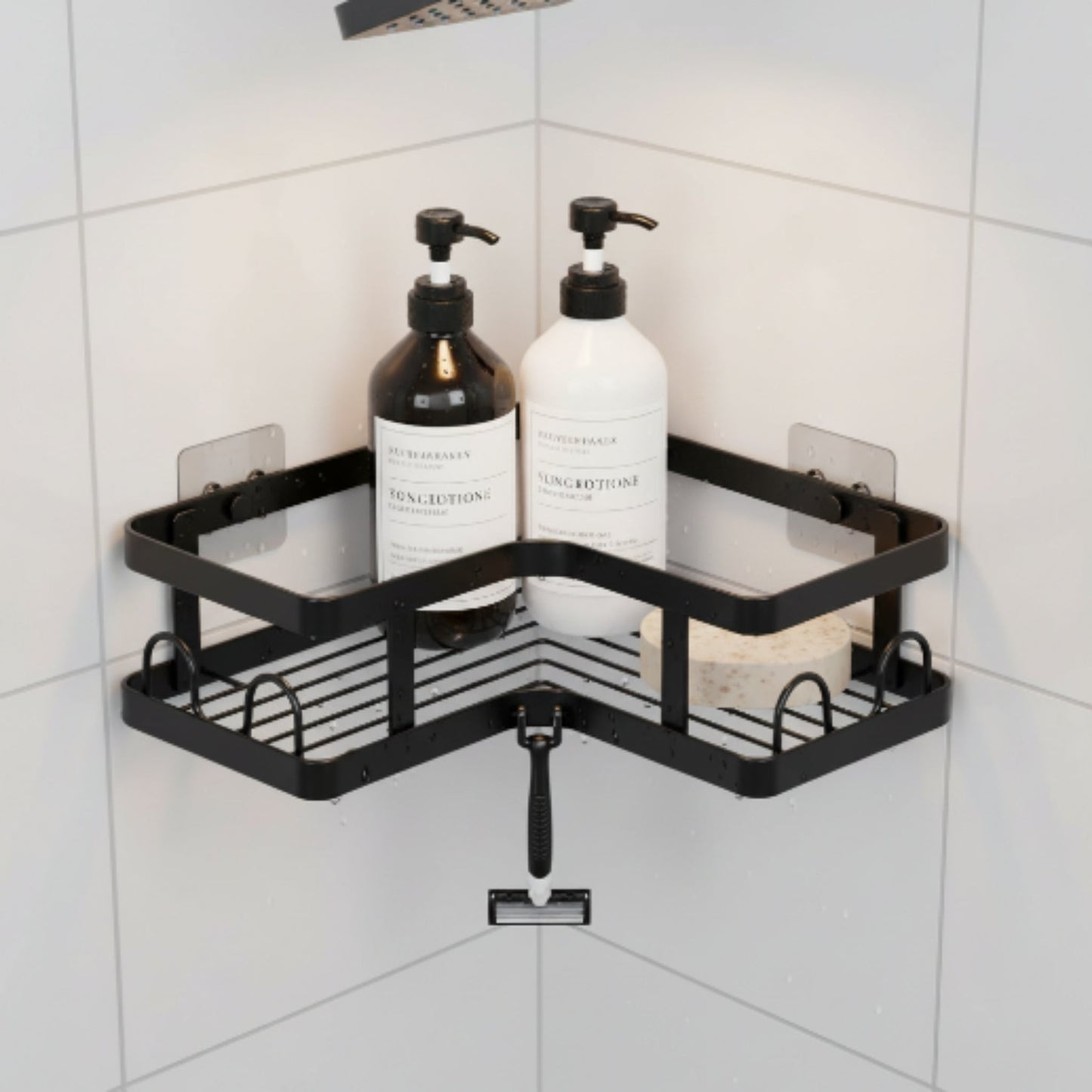 Corner Shower Caddy - Rust-Resistant Bathroom Shower Organizer Shelf - Black