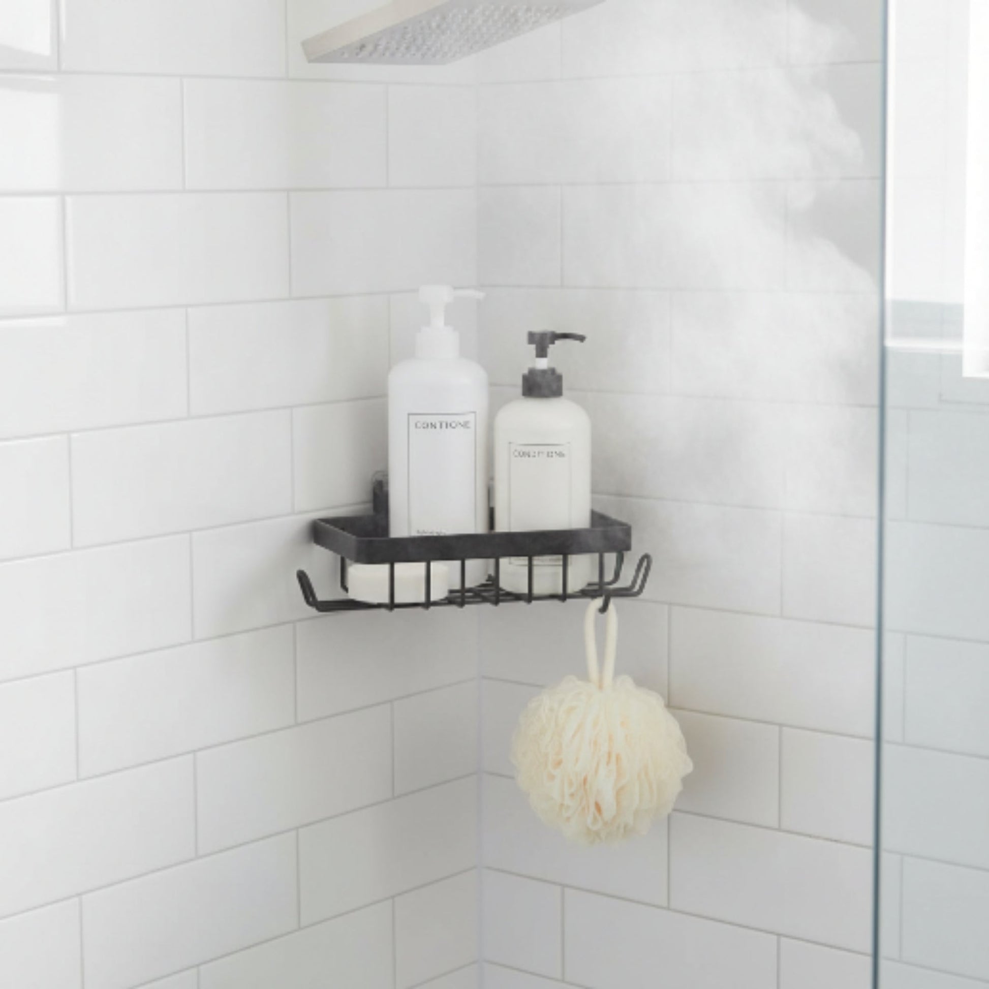 Corner Shower Caddy - Rust-Resistant Bathroom Shower Organizer Shelf - Black