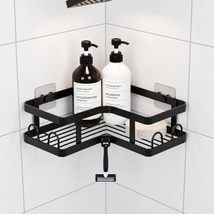 Corner Shower Caddy - Rust-Resistant Bathroom Shower Organizer Shelf - Black