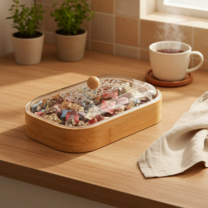 Cracked Acrylic Lid With Wooden Snack Box