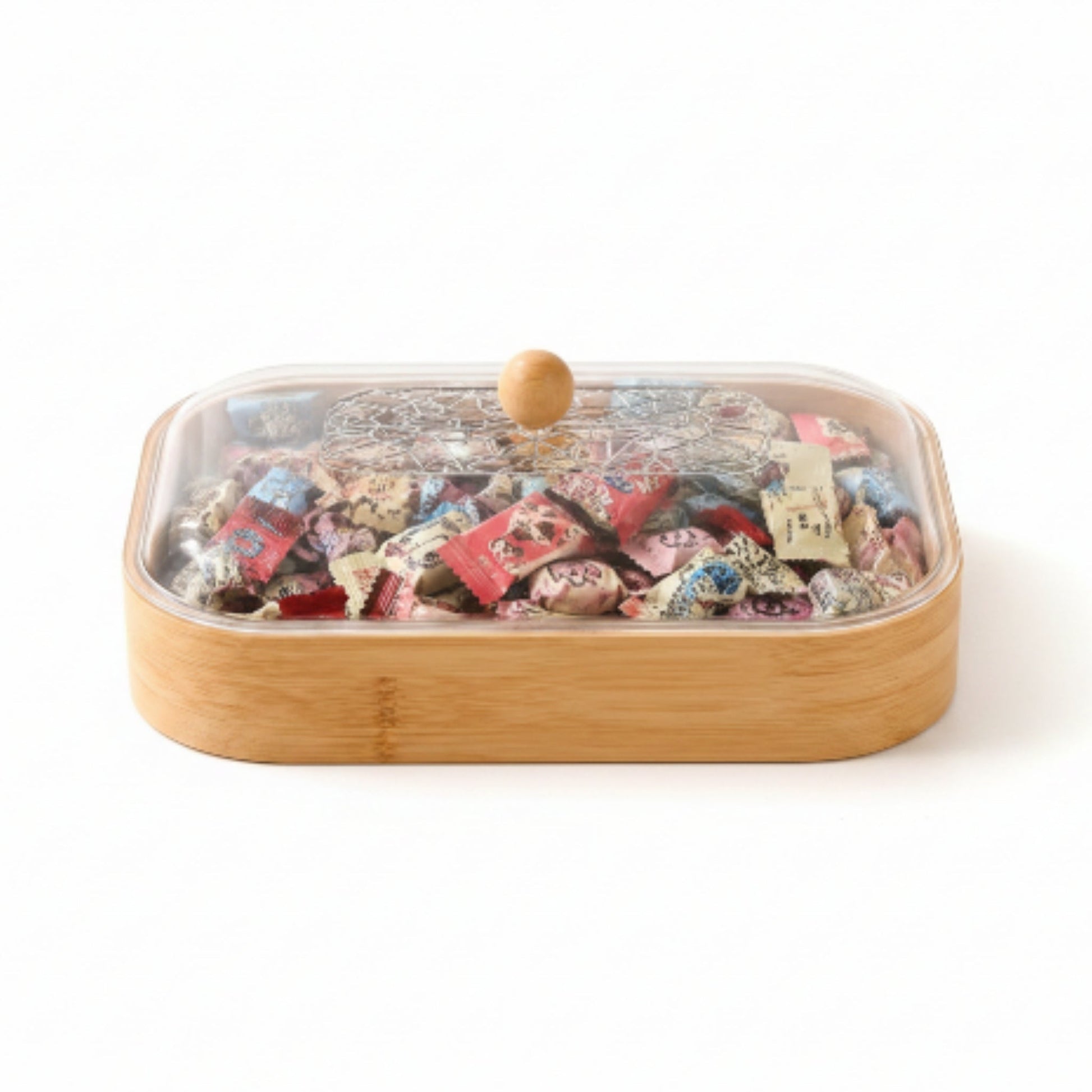 Cracked Acrylic Lid With Wooden Snack Box