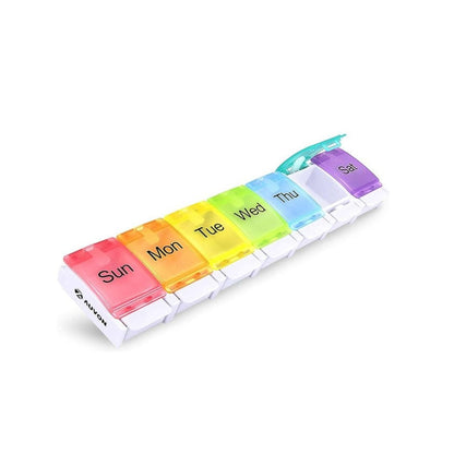 Danny Go Weekly Pill Organizer - 7-Day Portable Medicine Storage Box On White Background