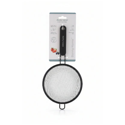 Danny Home 12cm Black Stainless Steel Fine Mesh Sifter | Kitchen Flour Sieve On White Background
