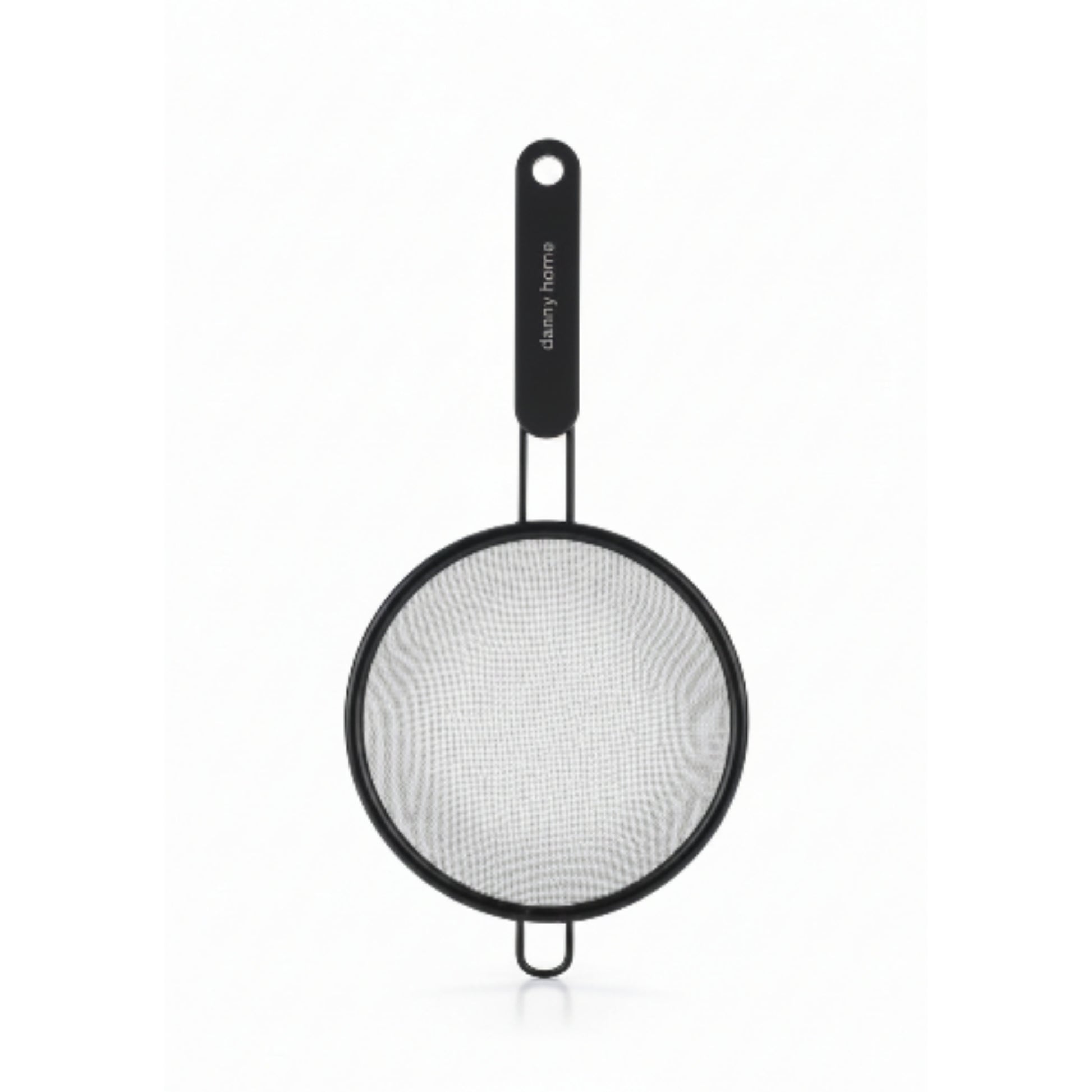 Danny Home 12cm Black Stainless Steel Fine Mesh Sifter | Kitchen Flour Sieve On White Background