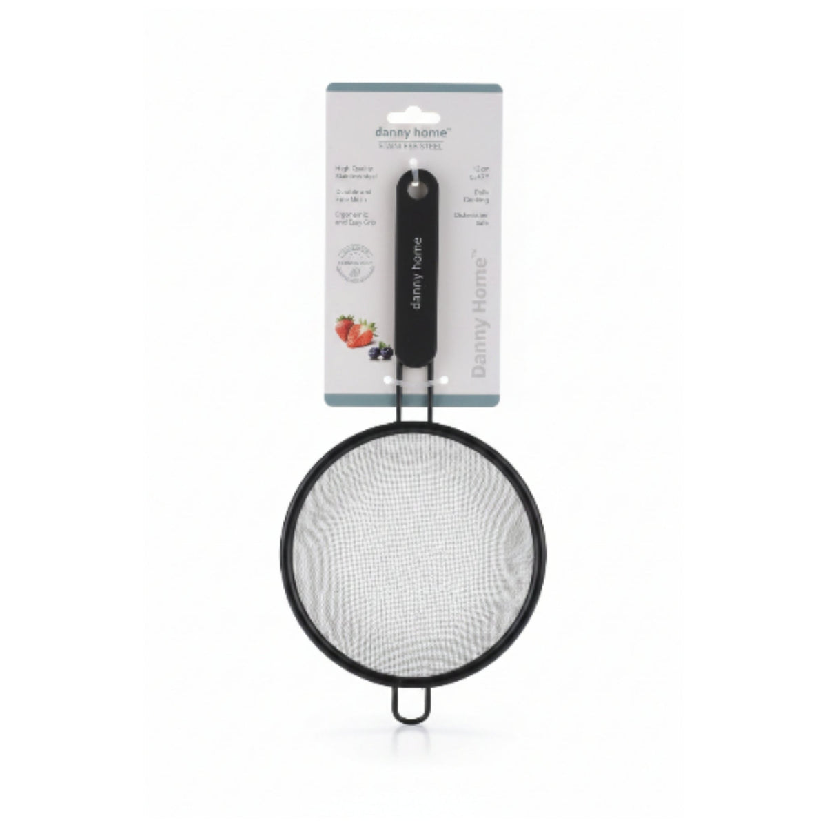 Danny Home 12cm Black Stainless Steel Fine Mesh Sifter | Kitchen Flour Sieve