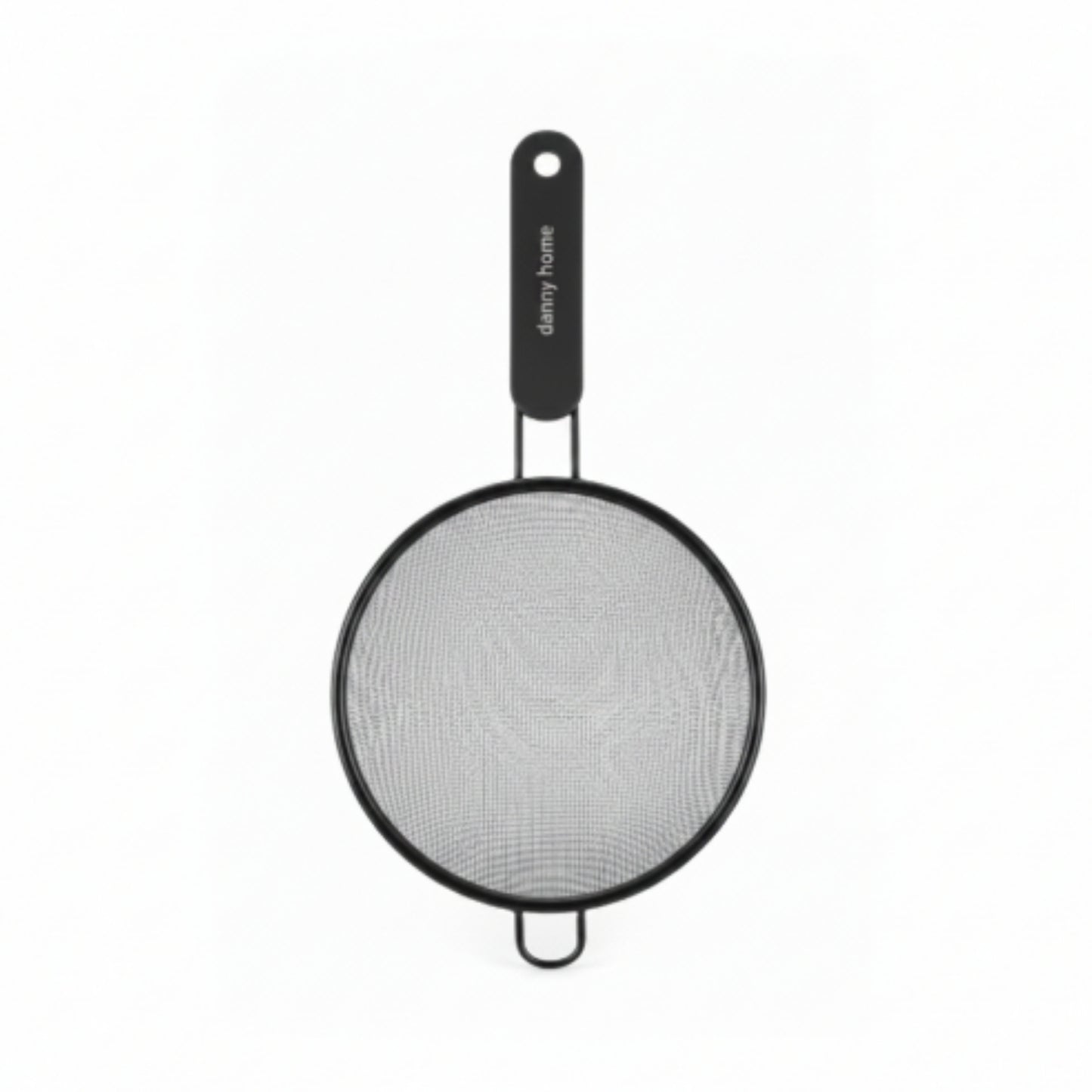 Danny Home 18cm Black Stainless Steel Fine Mesh Sifter | Kitchen Flour Sieve On White Background