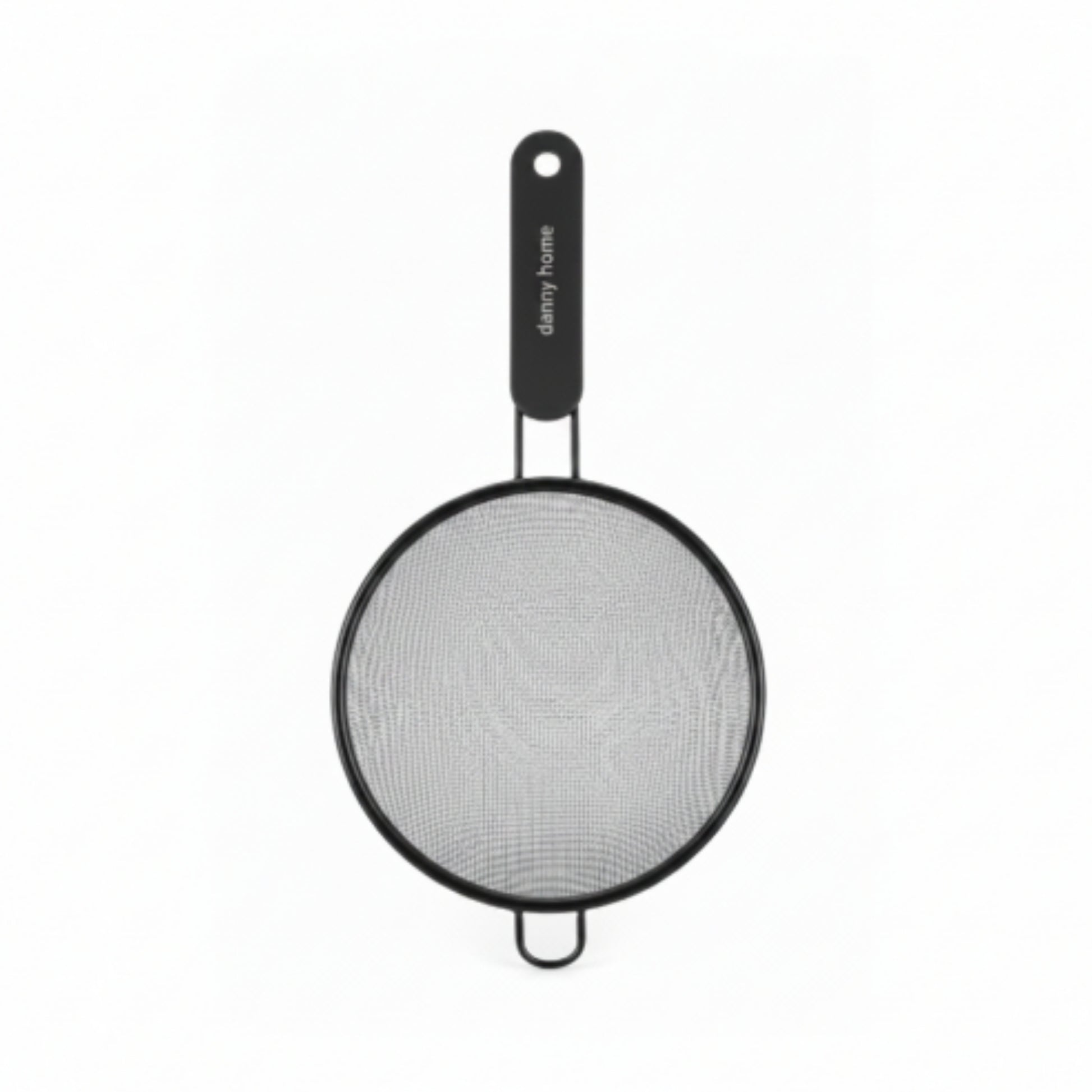 Danny Home 18cm Black Stainless Steel Fine Mesh Sifter | Kitchen Flour Sieve On White Background