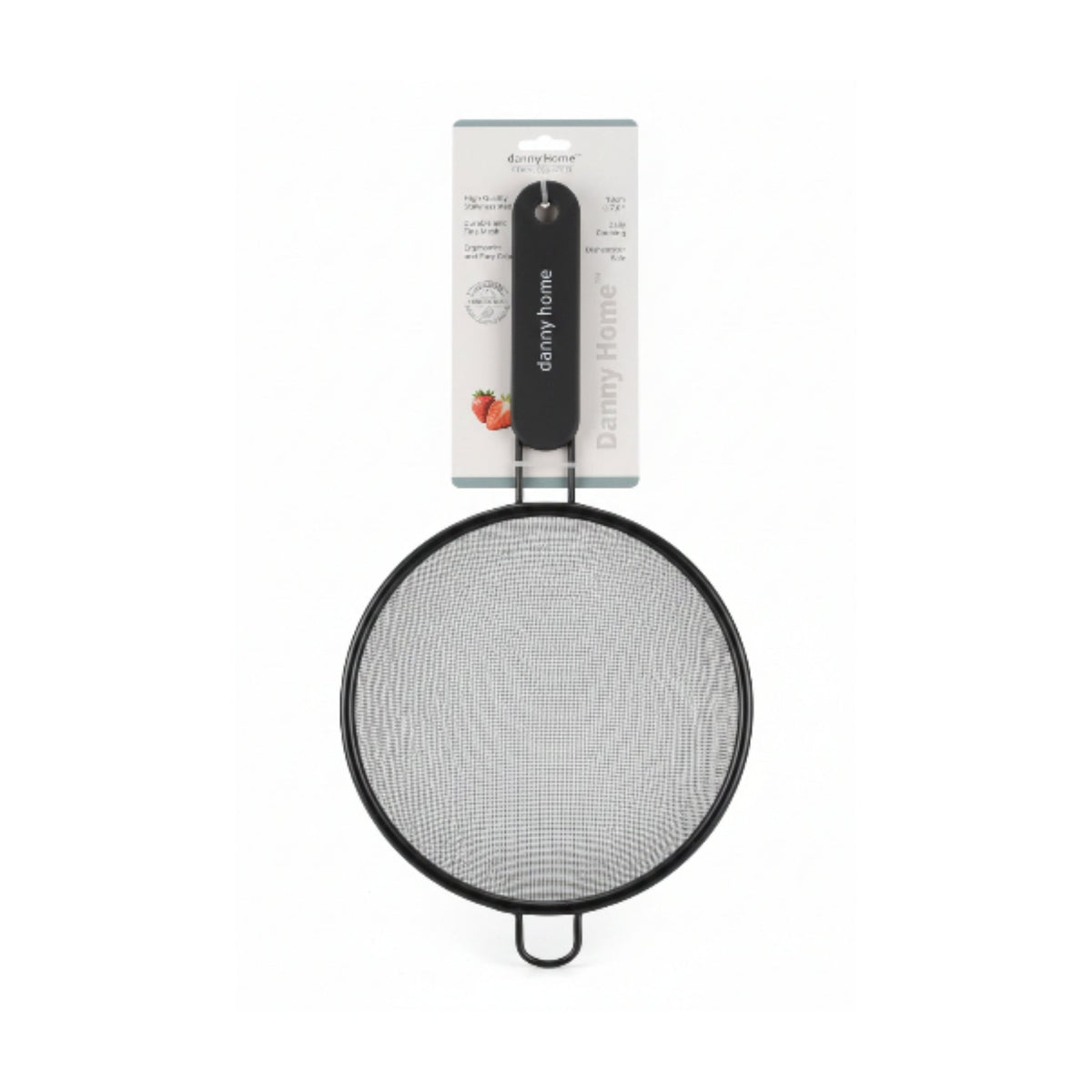 Danny Home 18cm Black Stainless Steel Fine Mesh Sifter | Kitchen Flour Sieve