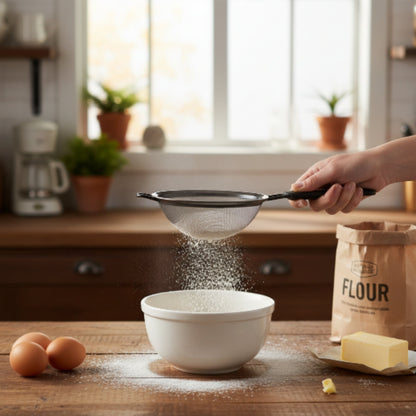 Danny Home 18cm Black Stainless Steel Fine Mesh Sifter | Kitchen Flour Sieve