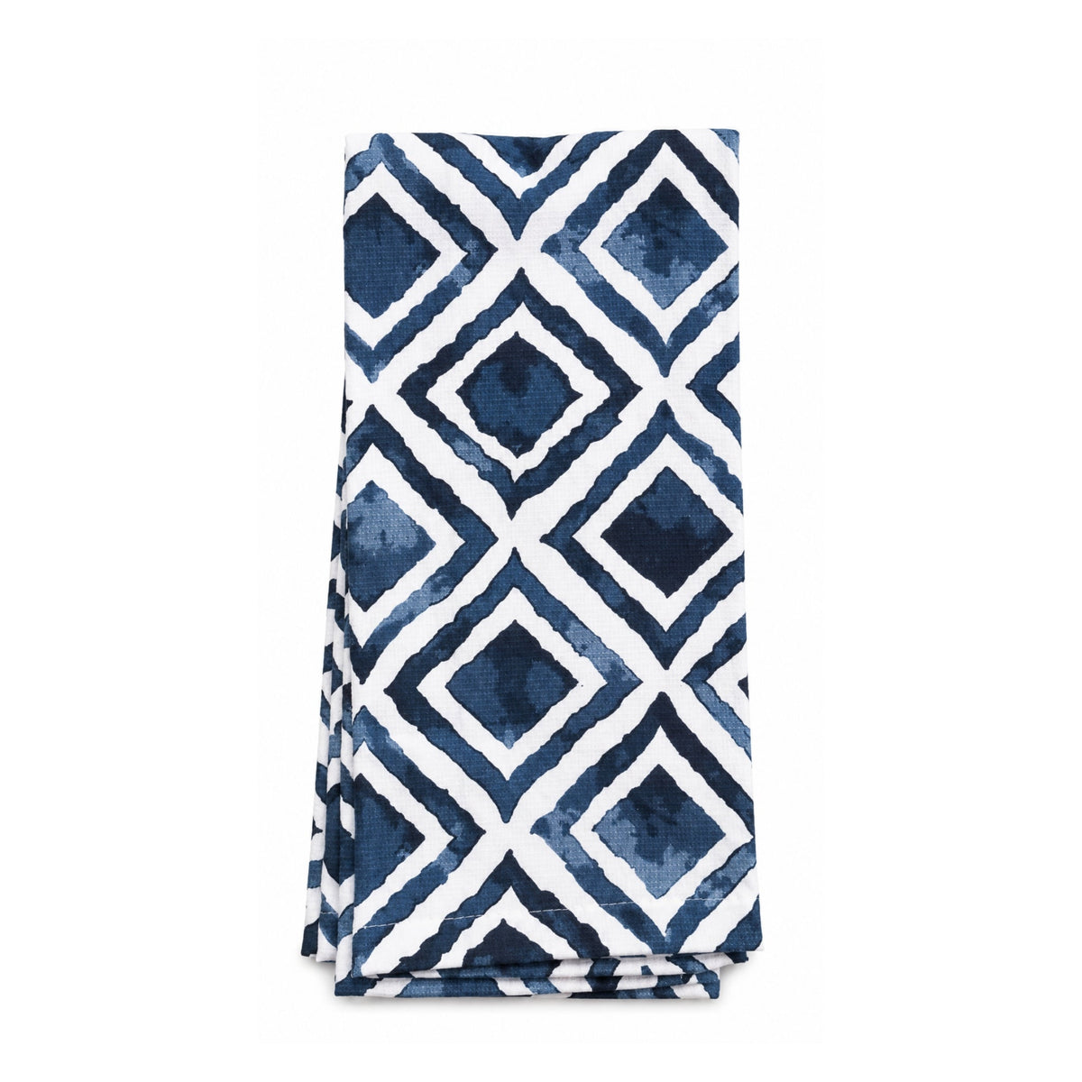 Danny Home 2 Piece Cotton Kitchen Towels - Blue & White Geometric Design