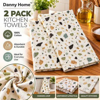 Danny Home 2 Piece Cotton Kitchen Towels - Terazzo Print