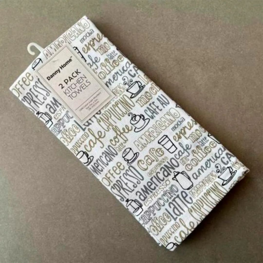 Danny Home 2pc Cotton Kitchen Towels - Coffee