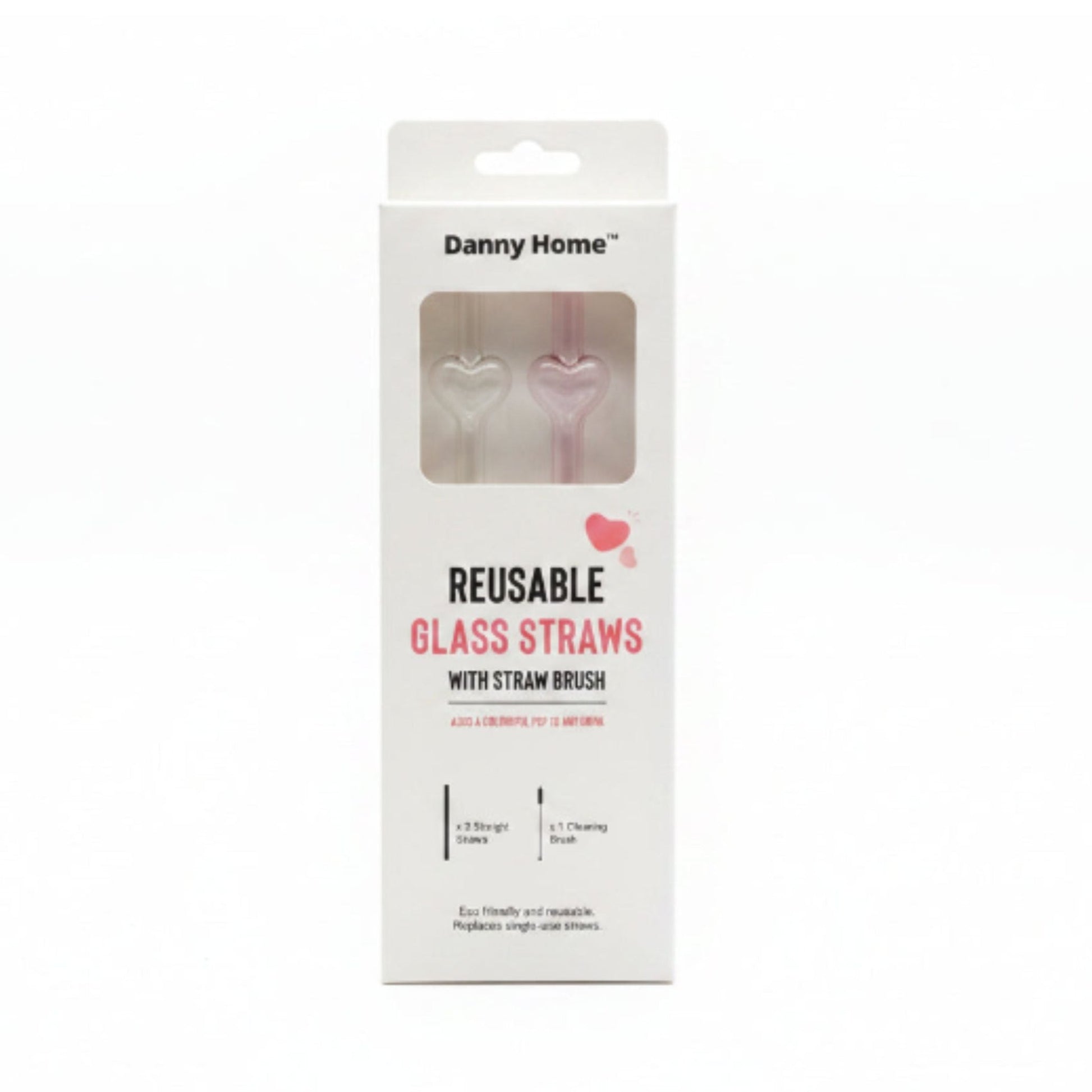 Danny Home 2pc Heart Glass Straw