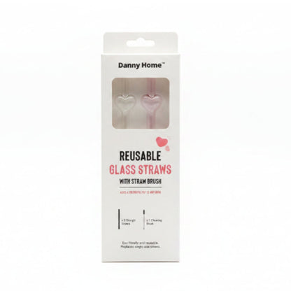 Danny Home 2pc Heart Glass Straw