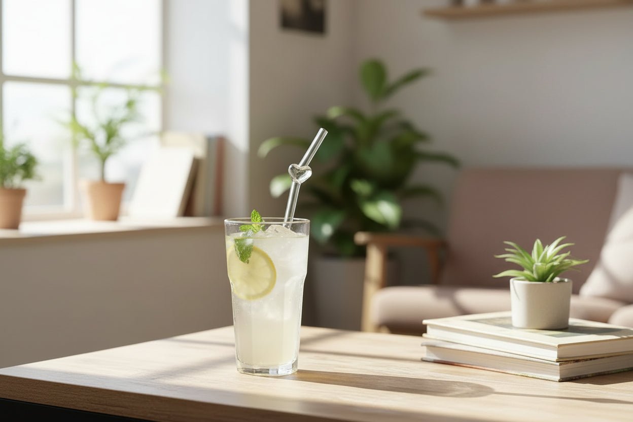 Danny Home 2pc Heart Glass Straw