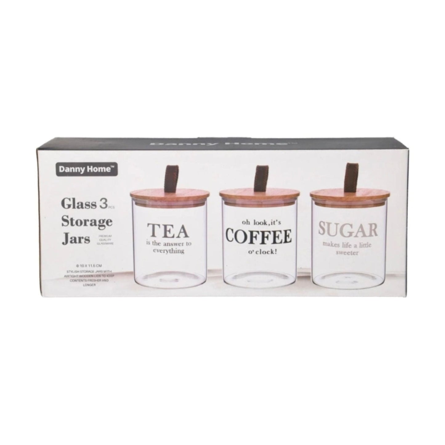 Danny Home 3pc Glass Cannister - Black Writing