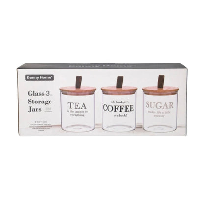 Danny Home 3pc Glass Cannister - Black Writing
