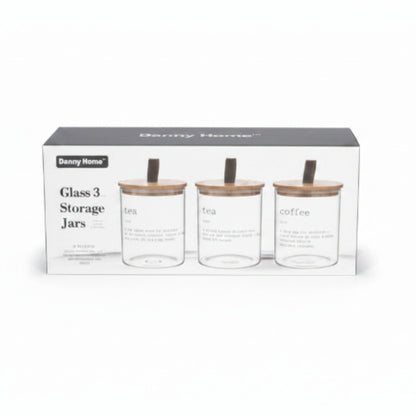 Danny Home 3pc Glass Cannisters - White Writing