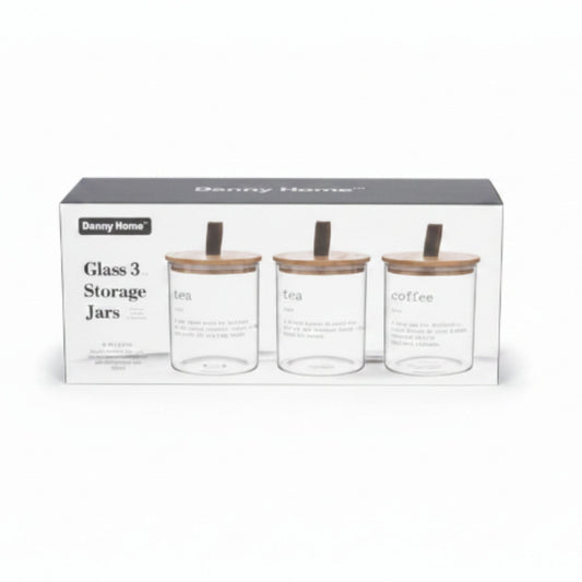 Danny Home 3pc Glass Cannisters - White Writing