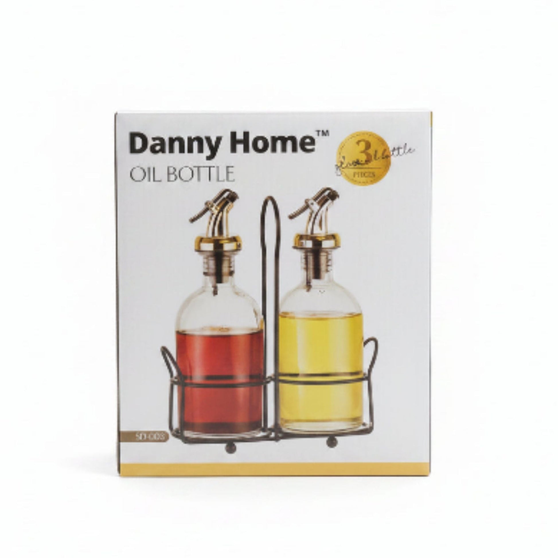 Danny Home 3pc Glass Oil Bottle Set Box On White Background