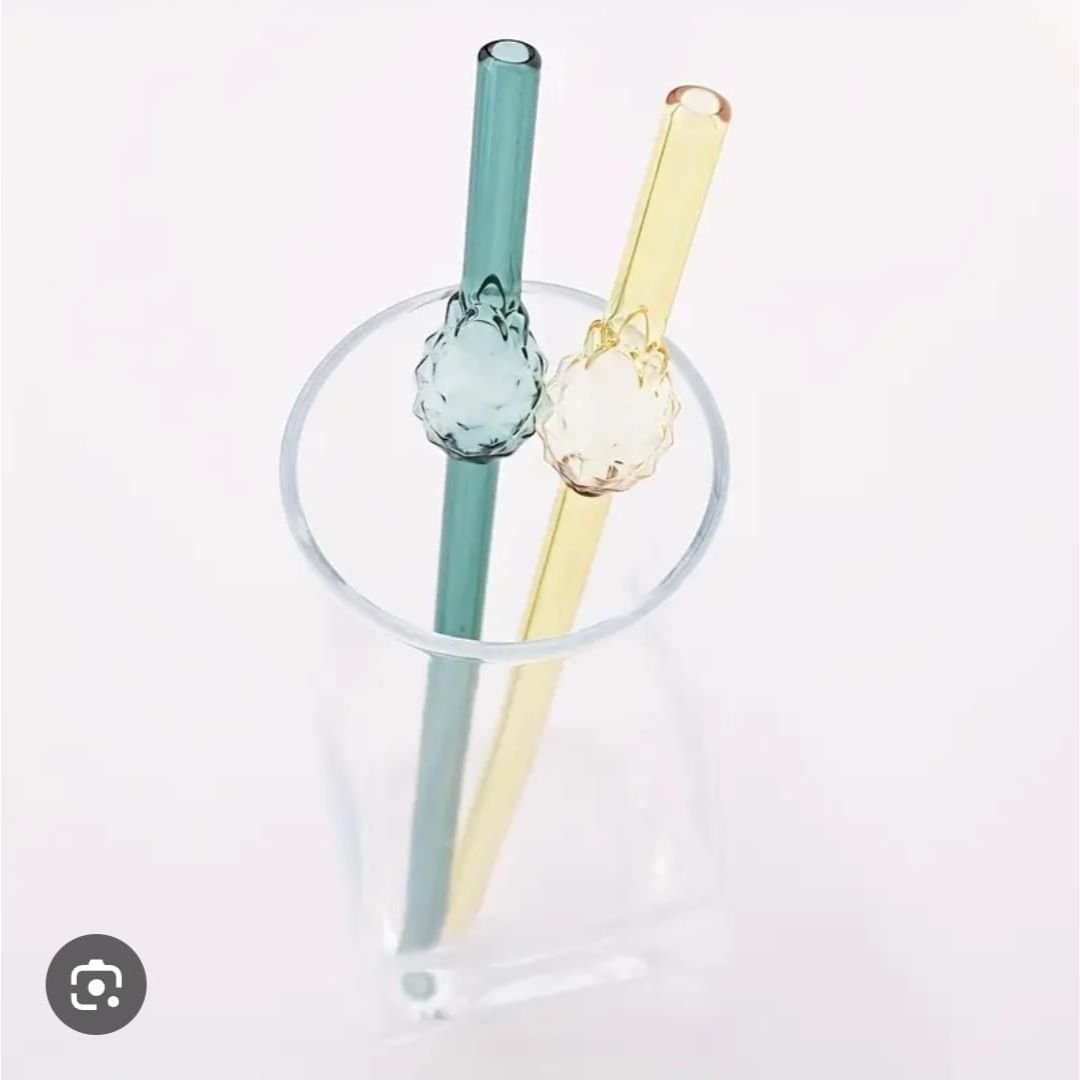 Danny Home 3pc Glass Straw With Cleaner - Pineapple