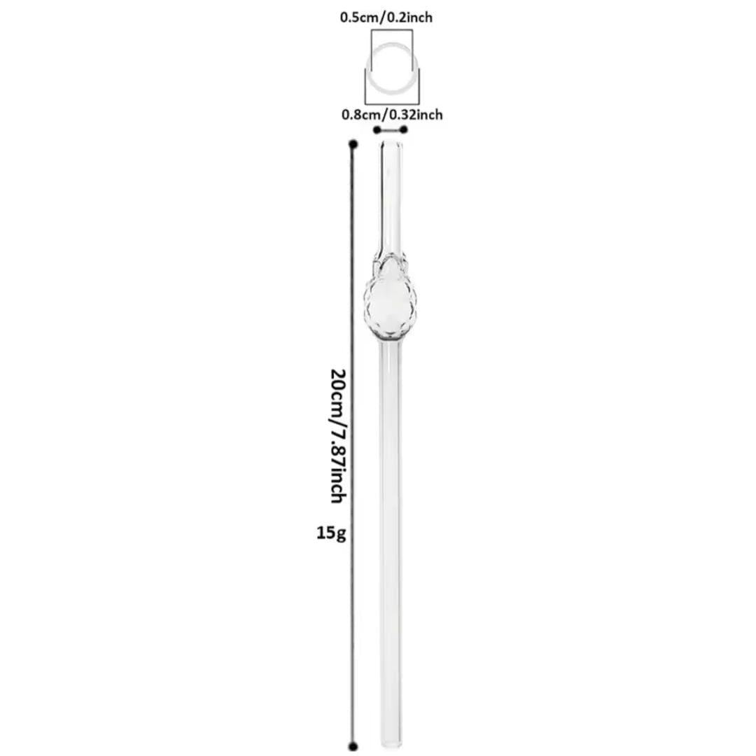 Danny Home 3pc Glass Straw With Cleaner - Pineapple