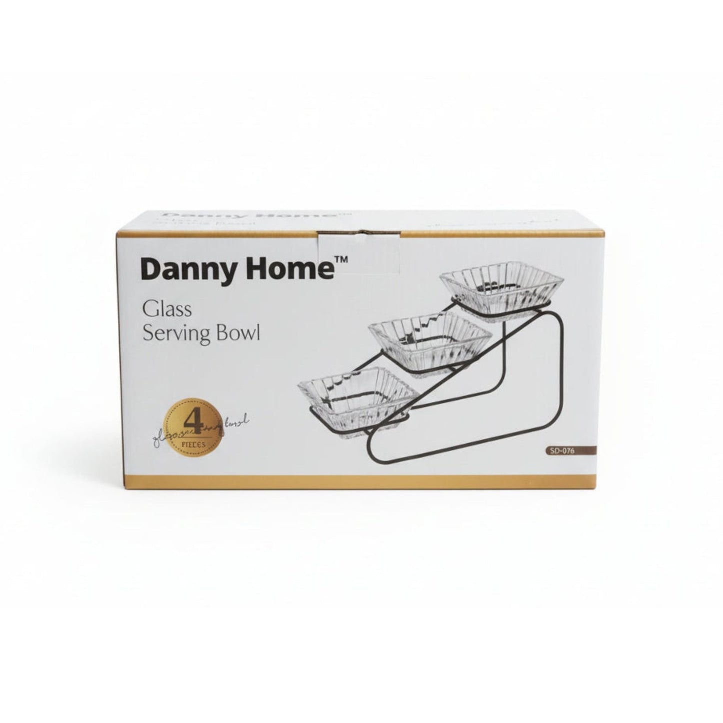 Danny Home 3pc Ribbed Glass Serving Bowl (curved)