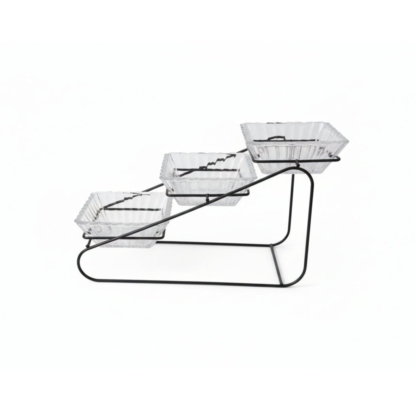 Danny Home 3pc Ribbed Glass Serving Bowl (curved)