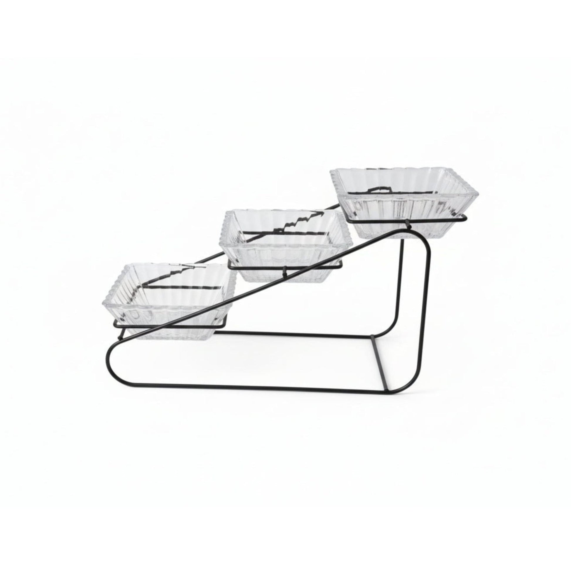Danny Home 3pc Ribbed Glass Serving Bowl (curved)