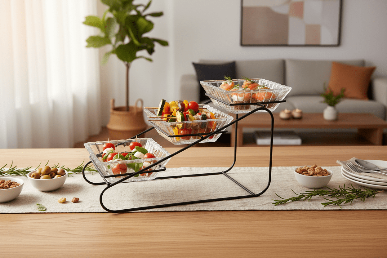 Danny Home 3pc Ribbed Glass Serving Bowl (curved)