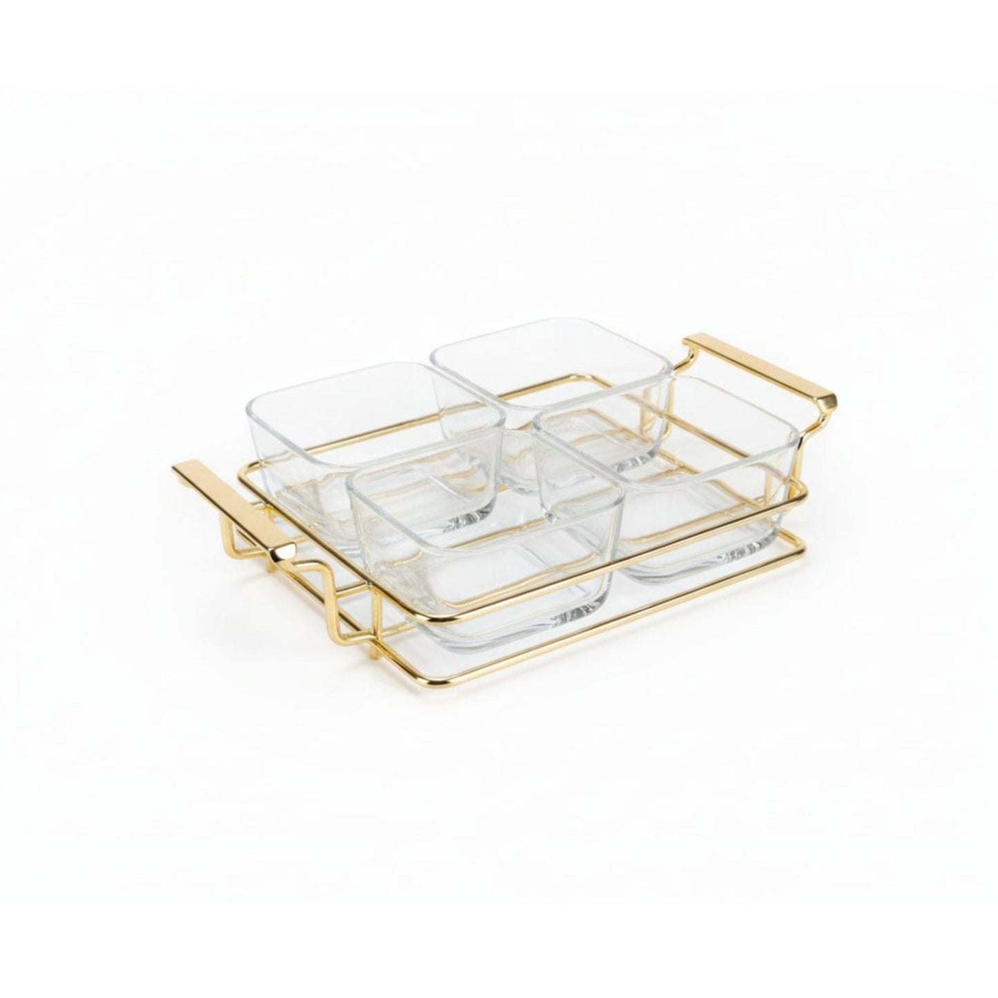Danny Home 4pc Glass Serving Bowl - Gold Iron Stand