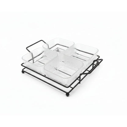 Danny Home 4pc Glass Serving Bowl - Ribbed