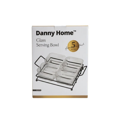 Danny Home 4pc Glass Serving Bowl - Ribbed