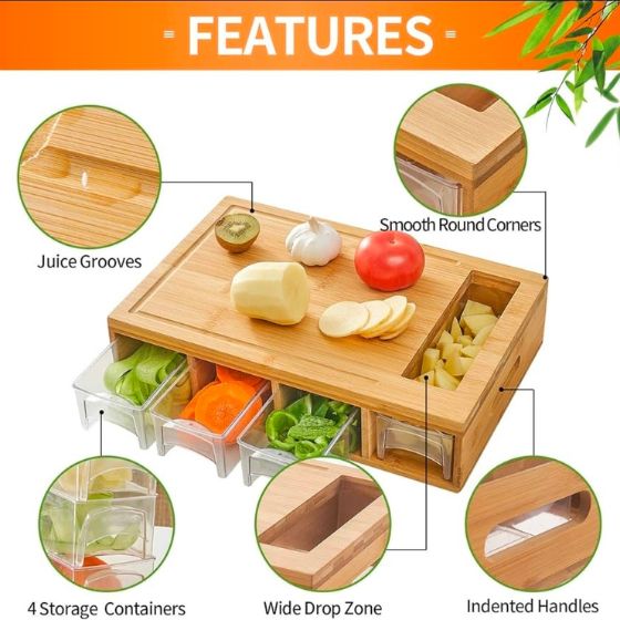 Danny Home 5 in 1 Cutting Board with Container Set