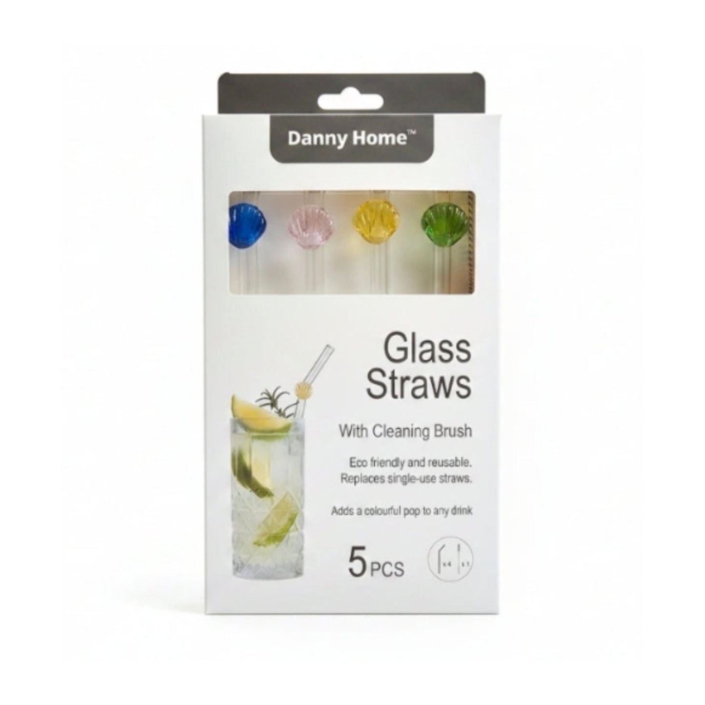 Danny Home 5pc Glass Straw Set - Shell