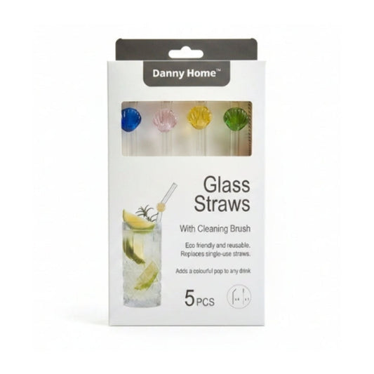 Danny Home 5pc Glass Straw Set - Shell