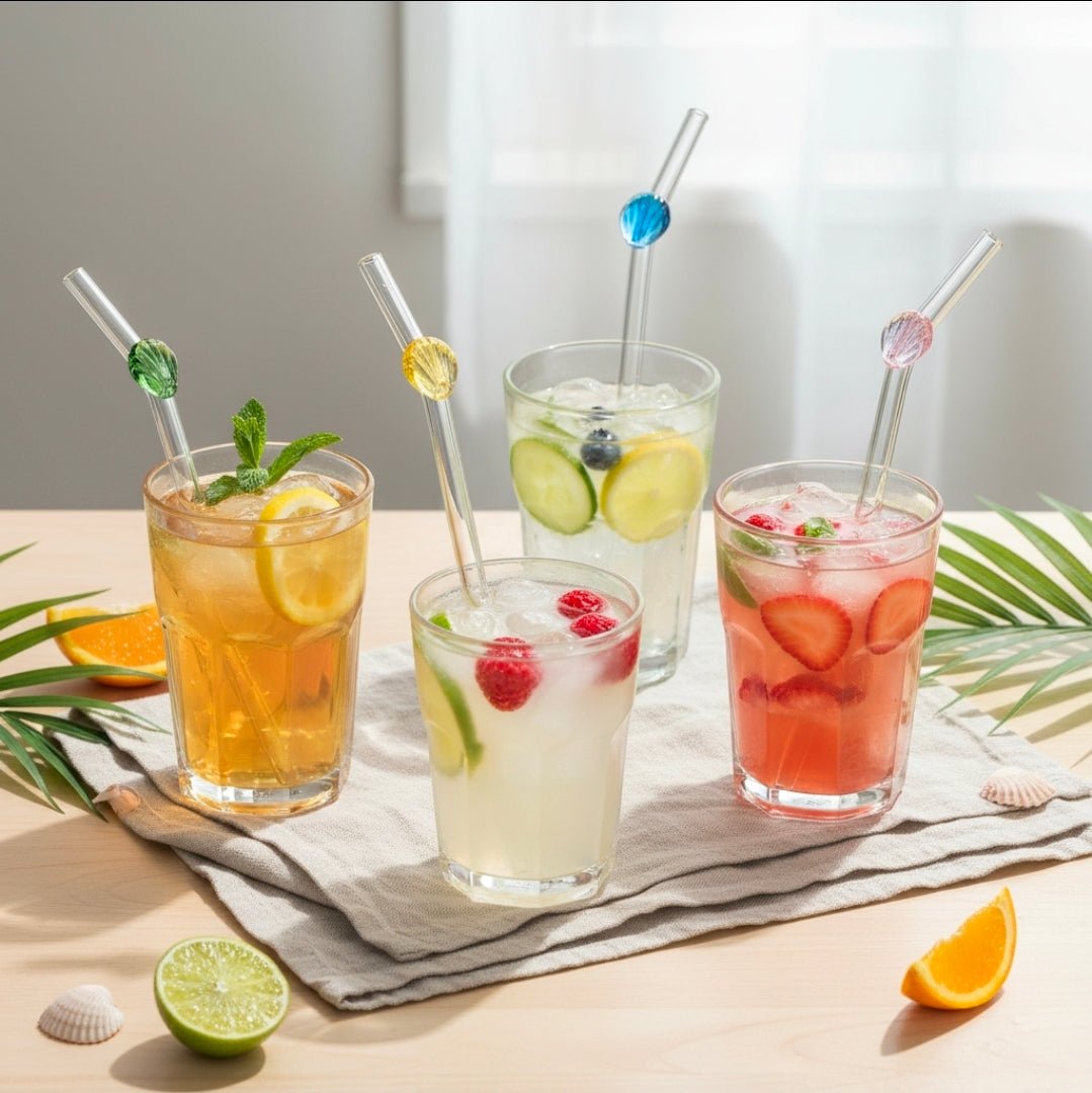 Danny Home 5pc Glass Straw Set - Shell